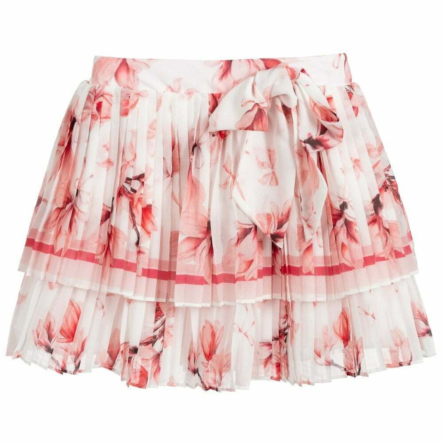 Girls White Floral Chiffon Skirt, 1, hi-res image number null