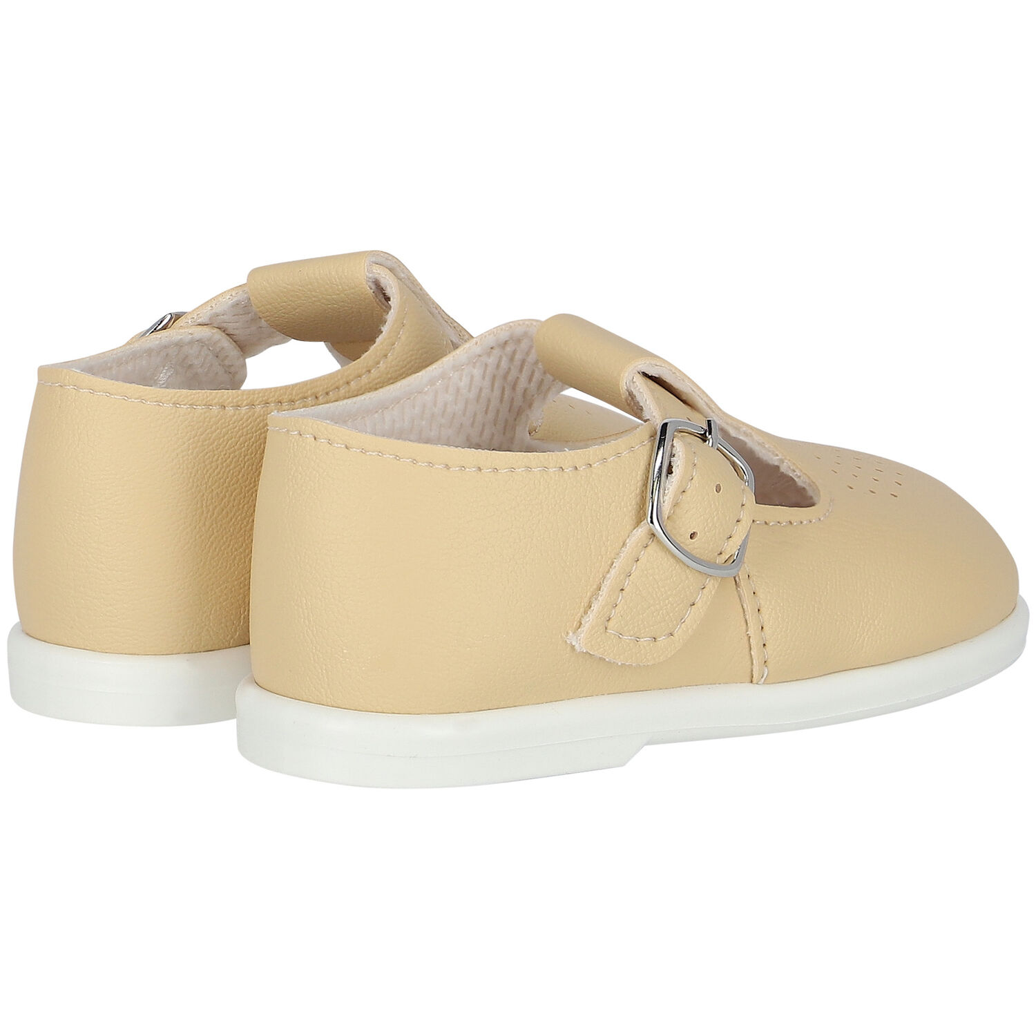 Baby Boys Beige Leather Shoes, 3, hi-res