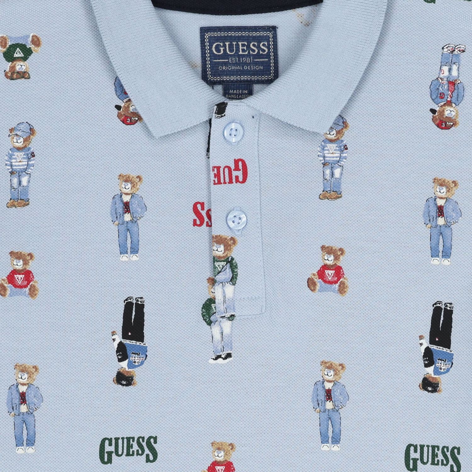 قميص بولو بالشعار للاولاد بطبعه تيدىبير باللون الازرق , 2, hi-res