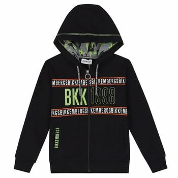 Boys Black Logo Zip Up Top