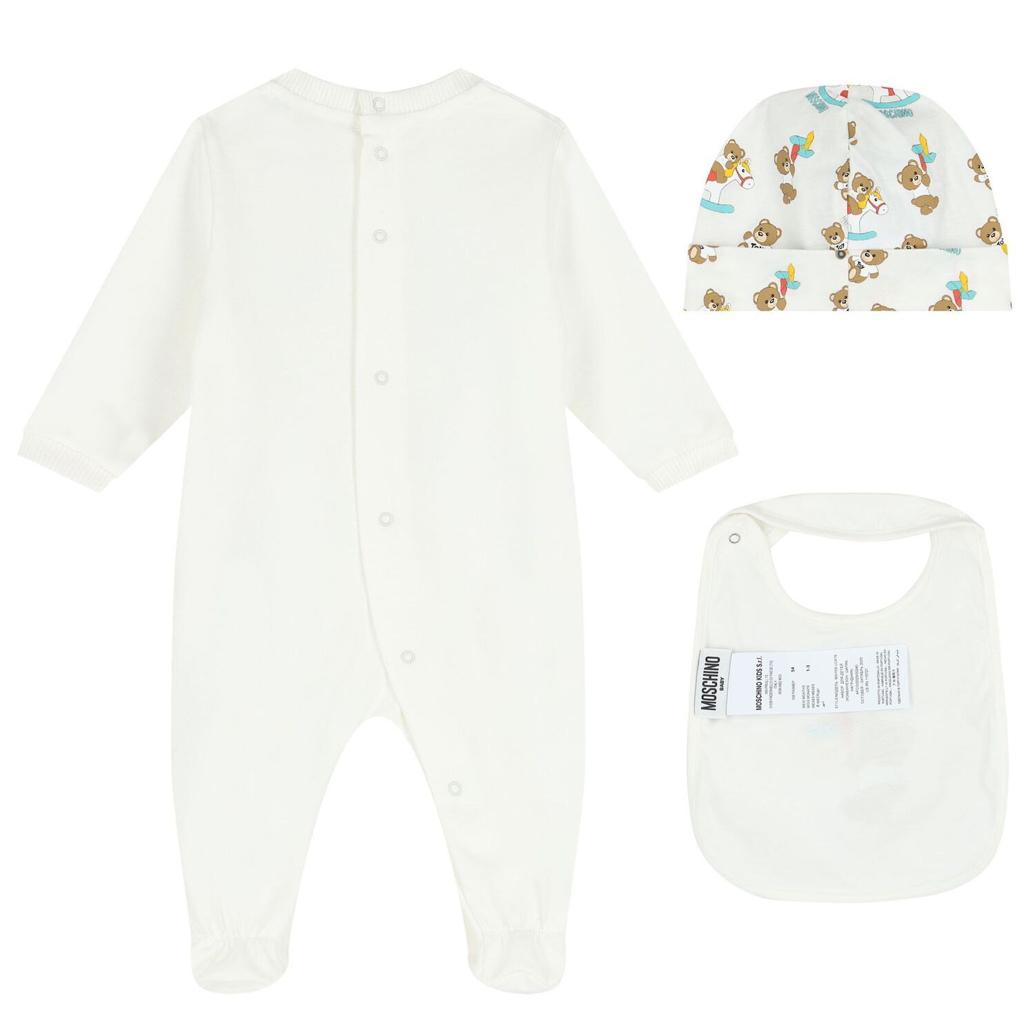Ivory Teddy Bear Logo Babygrow Gift Set, 1, hi-res