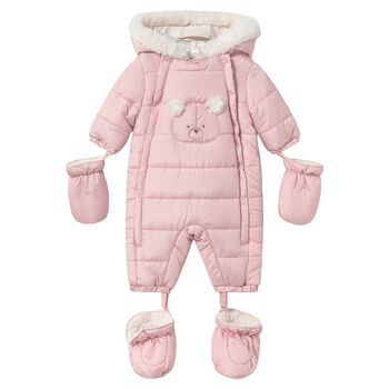 Baby Girls Pink Teddy Bear Snowsuit