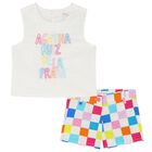 Girls White Logo Top & Shorts Set, 1, hi-res