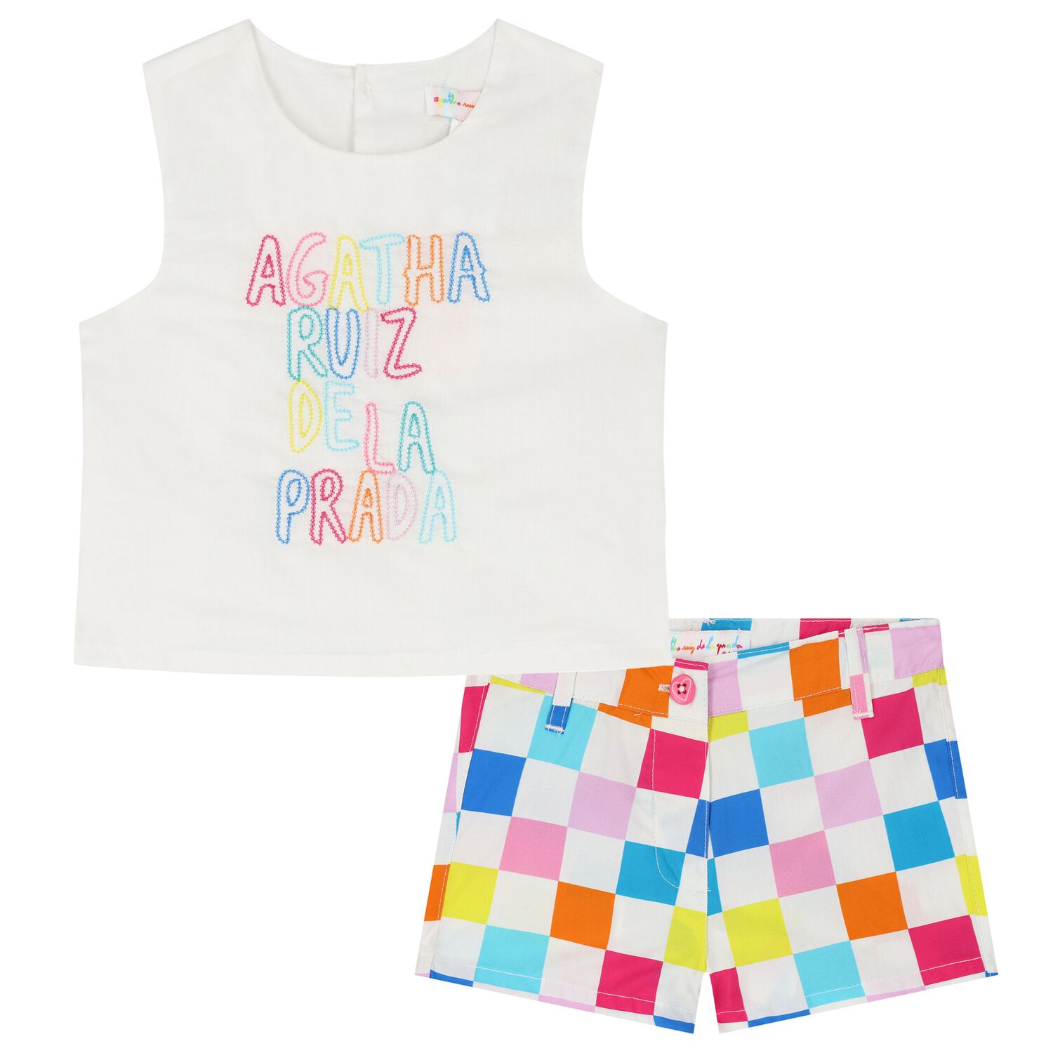 Girls White Logo Top & Shorts Set, 1, hi-res image number null