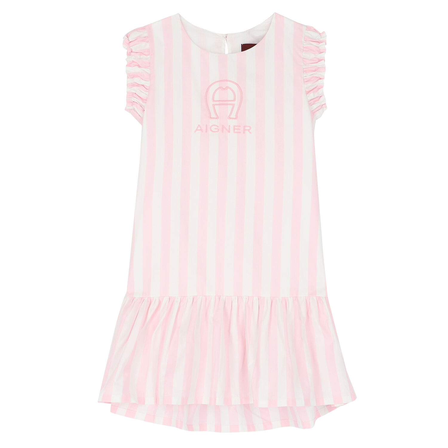 Girls Pink & White Striped Dress, 1, hi-res
