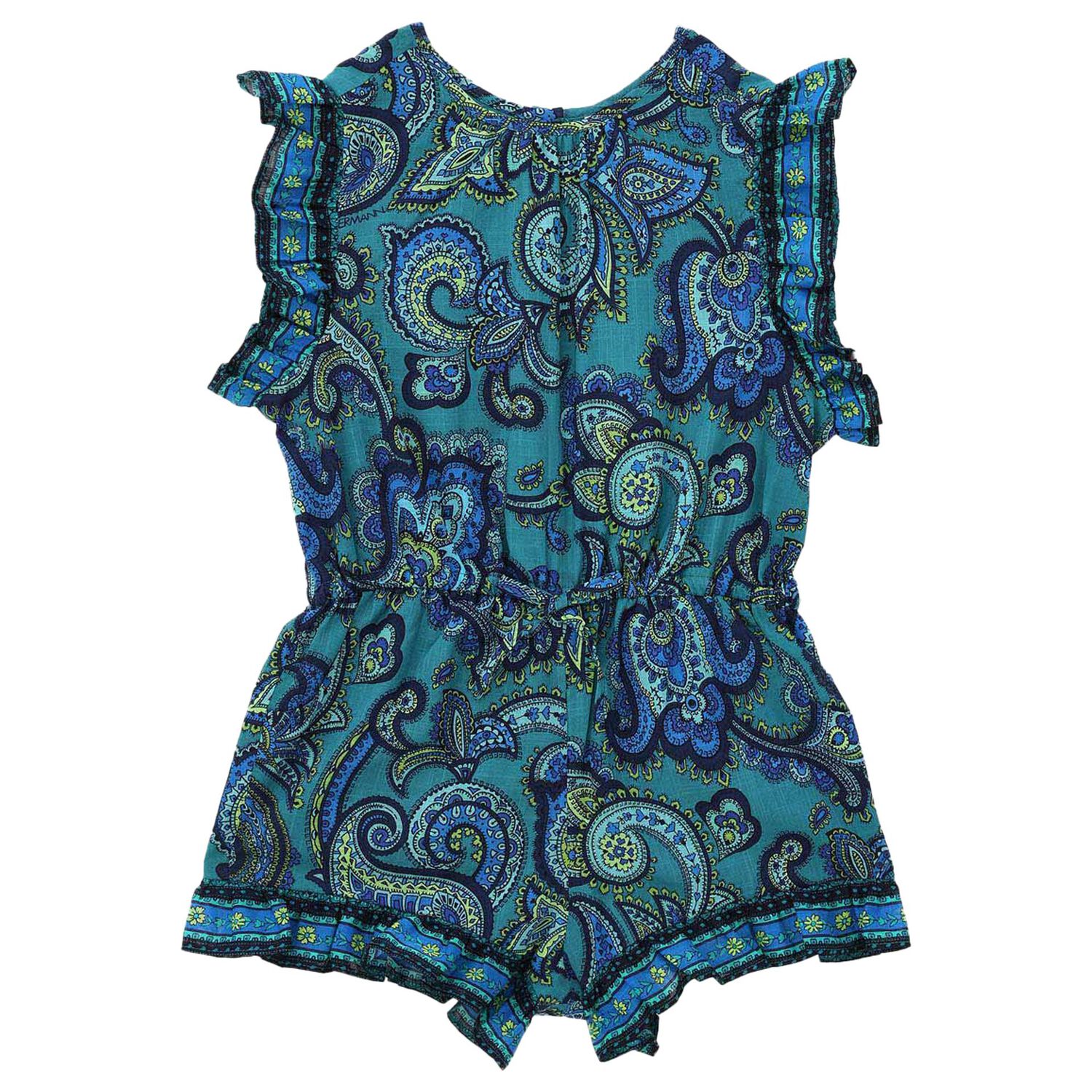 Girls Blue Paisley Playsuit, 1, hi-res