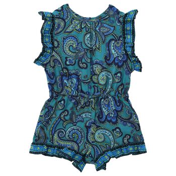 Girls Blue Paisley Playsuit