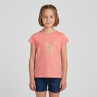 Girls Coral Pink Bear Logo T-Shirt, 4, hi-res
