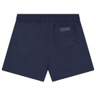 Boys Navy Blue Logo Swim Shorts, 2, hi-res