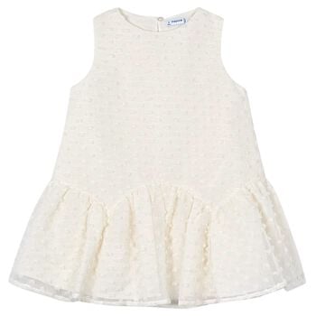 Girls White Sleeveless Tiered Dress