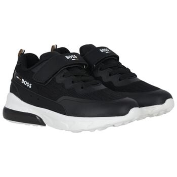 Boys Black Logo Trainers