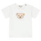 Baby Boys White Teddy T-Shirt, 1, hi-res