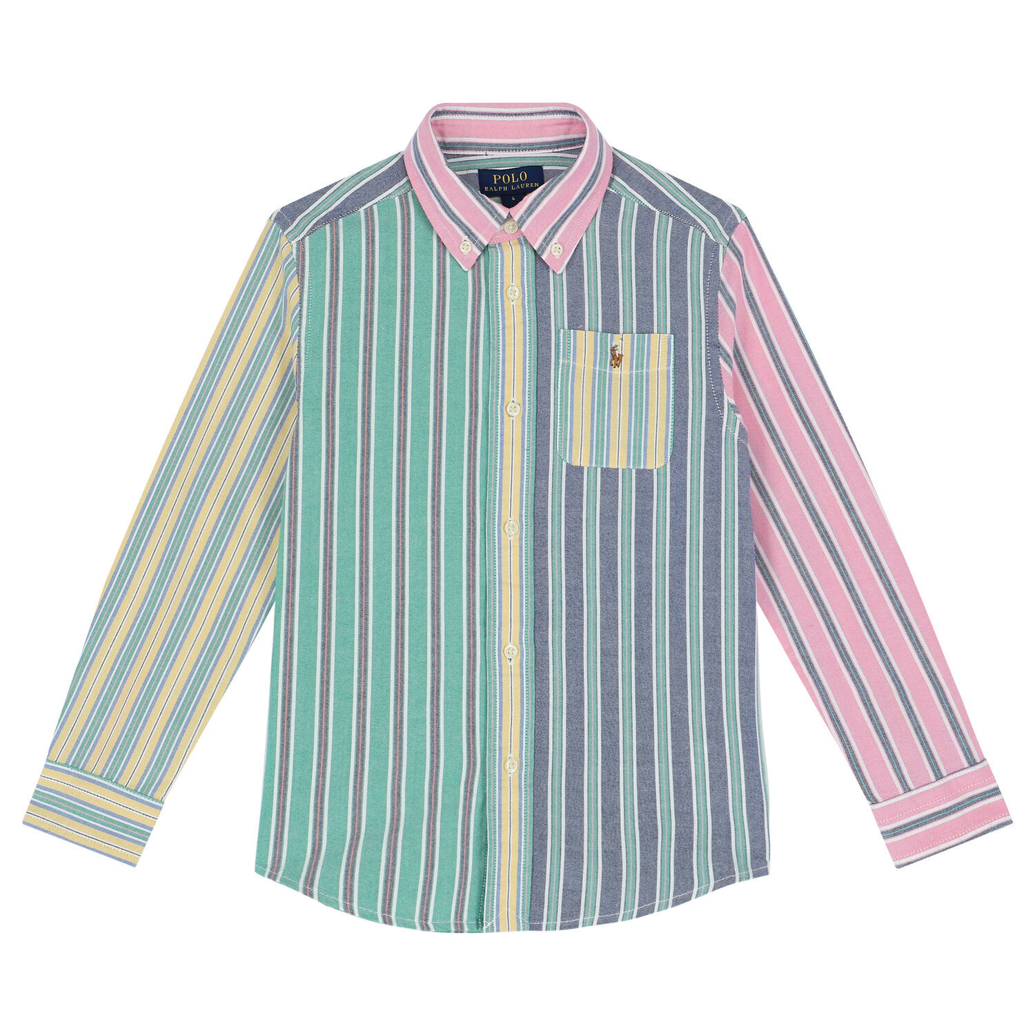 Boys Multi-Colored Striped Logo Shirt, 1, hi-res image number null