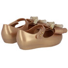 Younger Girls Gold Bow Jelly Shoes, 2, hi-res