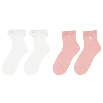 Girls White & Pink Socks ( 2-Pack )