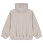 Girls Beige Embellished Hooded Zip Up Top, 1, hi-res