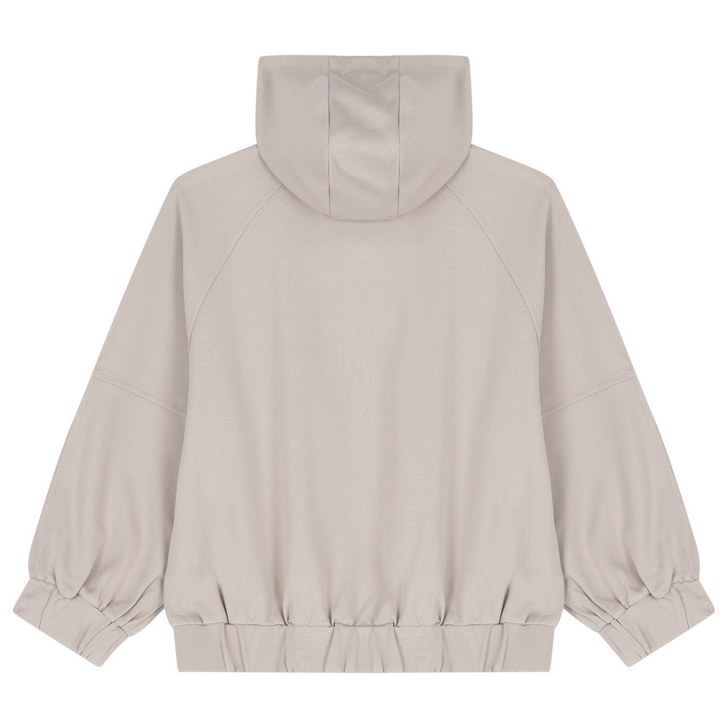 Girls Beige Embellished Hooded Zip Up Top, 1, hi-res