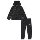 Boys Black Logo Tracksuit, 1, hi-res