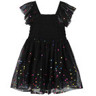 Girls Black Dots Tulle Dress, 1, hi-res