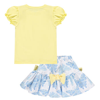 Girls Butterfly T-Shirt & Skirt Set