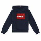 Girls Navy Blue Hooded Sweatshirt, 1, hi-res