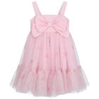 Girls Pink Floral Tulle Dress, 1, hi-res