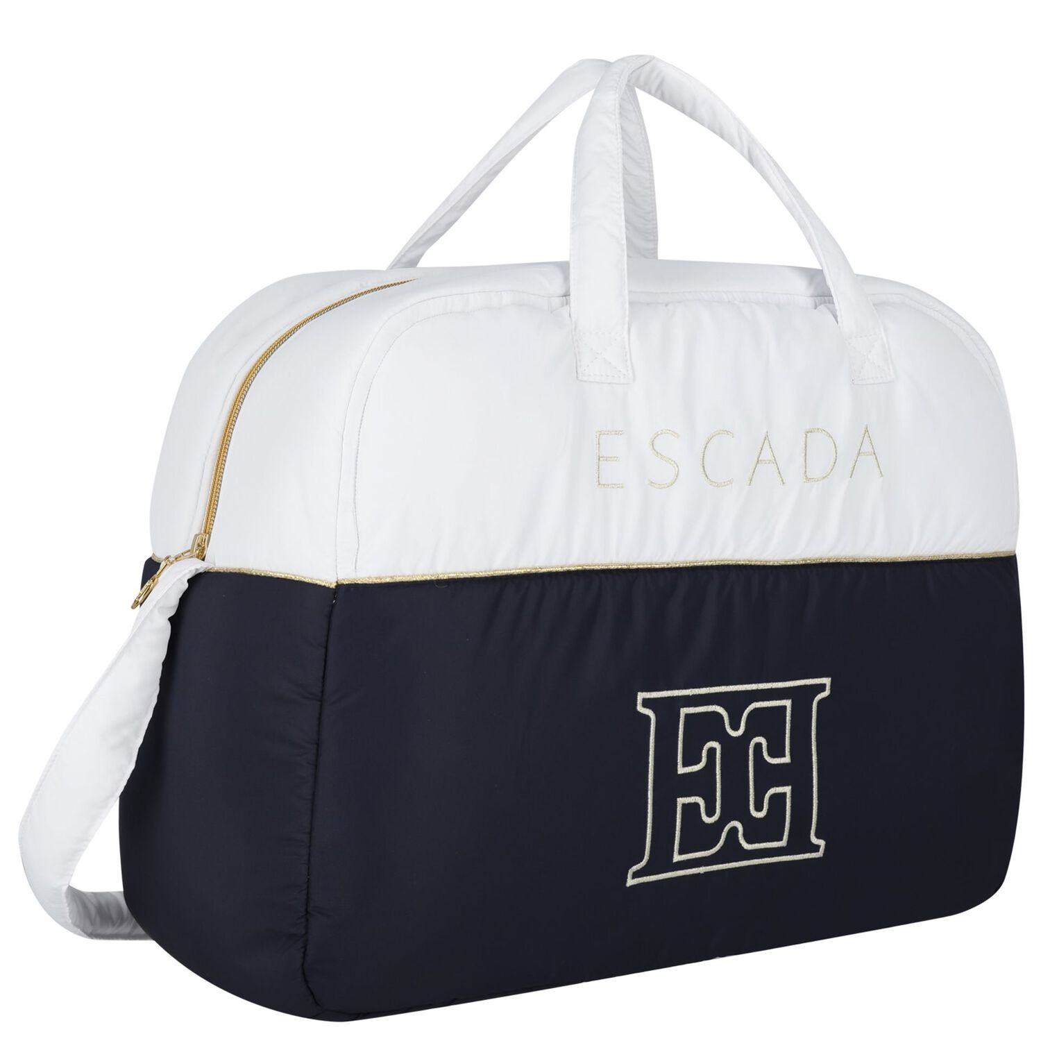 White & Navy Blue Logo Baby Changing Bag, 1, hi-res
