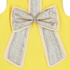 Girls Yellow Bow Satin Dress, 1, hi-res
