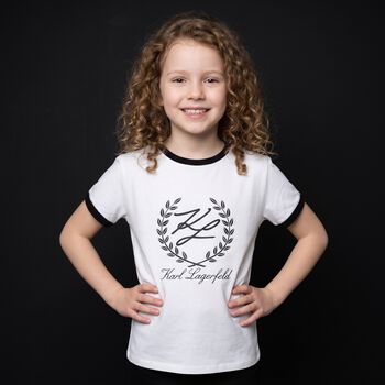 Girls White & Black Logo T-Shirt