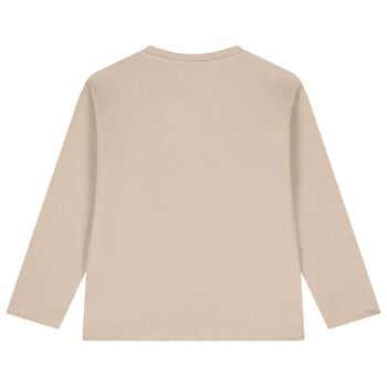 Boys Beige French Bulldog Long Sleeve Top