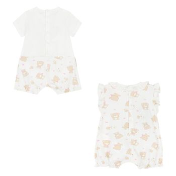 رومبير بنات باللون البيج والعاجى (قطعتين)