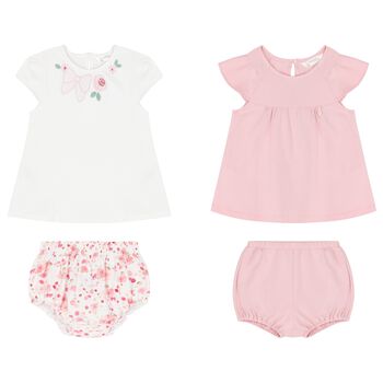 Baby Girls White & Pink Shorts Set ( 2-Pack )