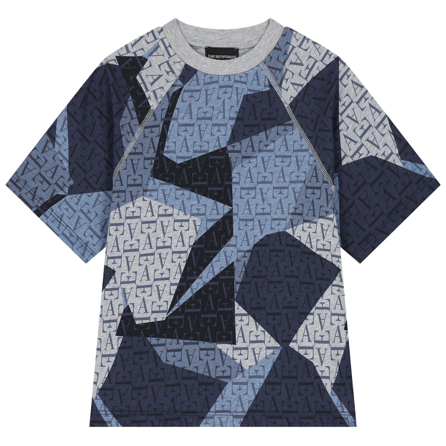 Boys Grey & Blue Logo T-Shirt, 1, hi-res
