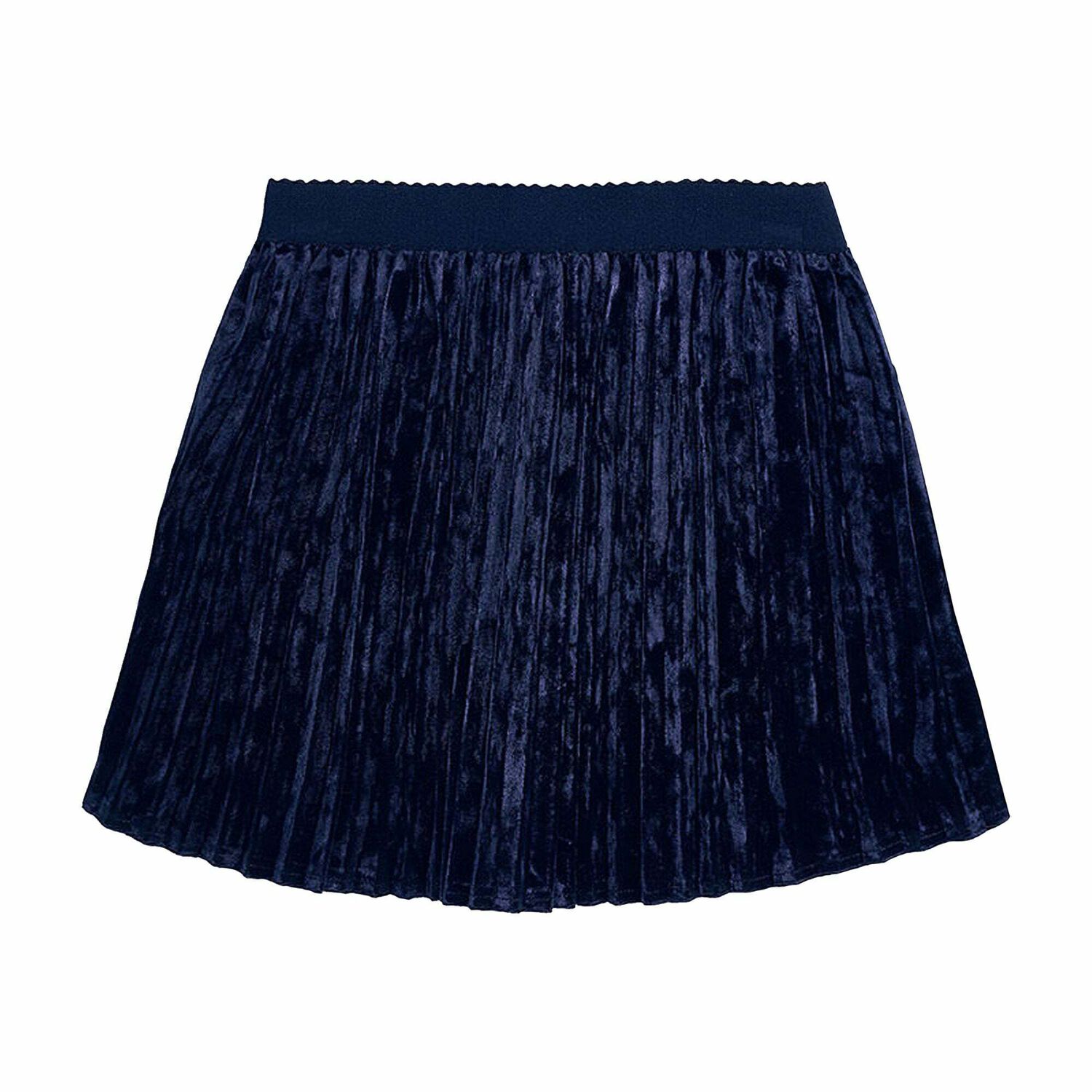 Girls Navy Blue Velvet Skirt, 1, hi-res
