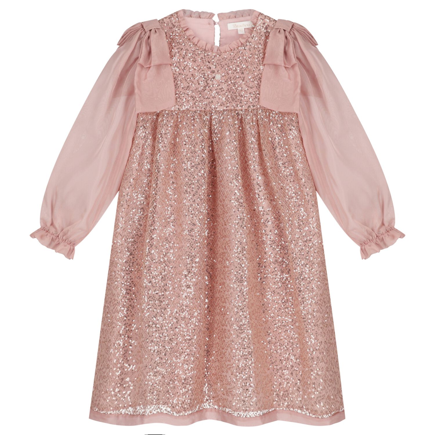 Girls Pink Embellished Sequin Dress, 1, hi-res