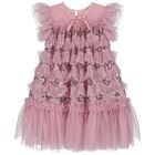 Girls Pink Sequin Tulle Dress, 2, hi-res