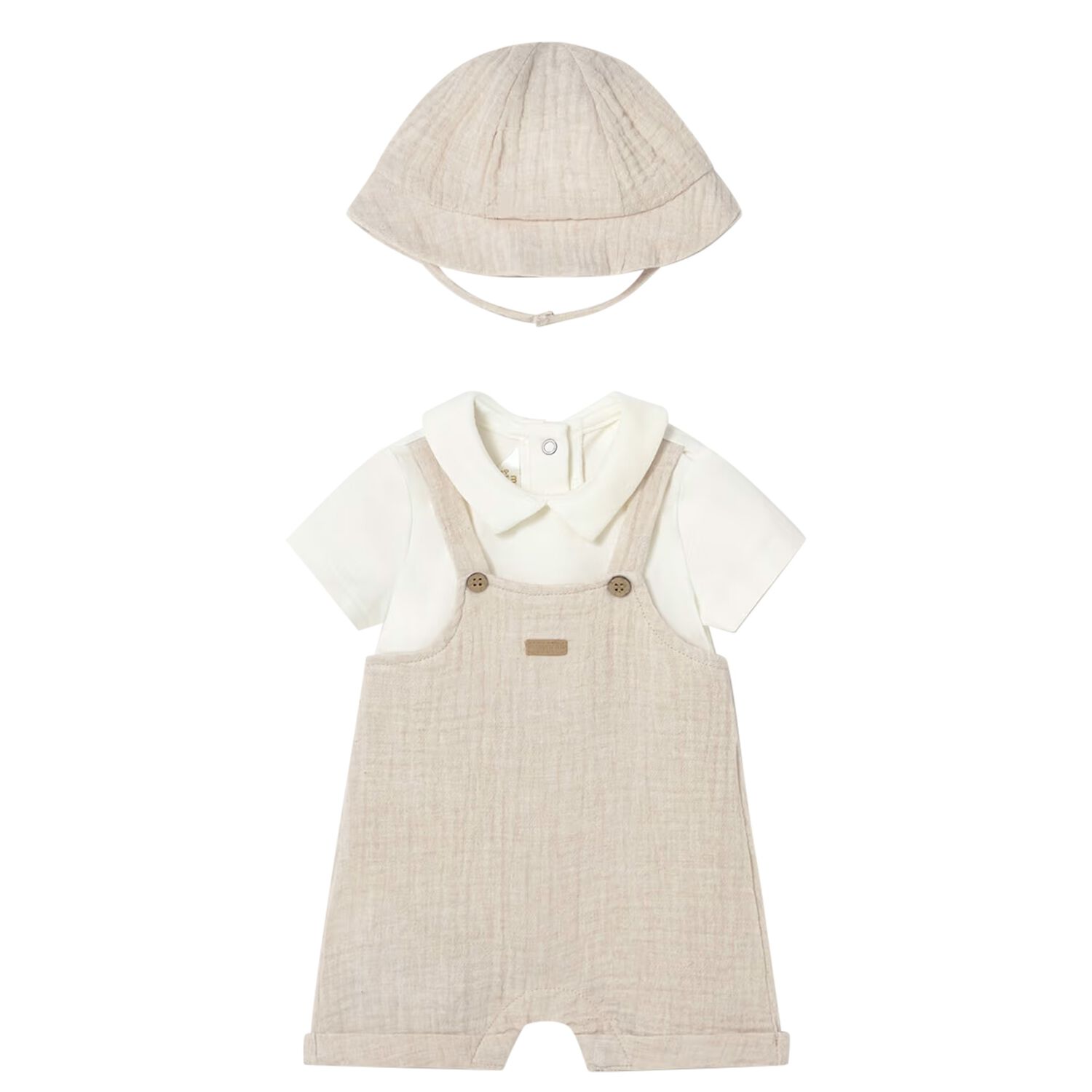 Baby Boys Ivory & Beige Romper Set, 1, hi-res