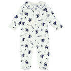 Ivory & Navy Pram Babygrow, 1, hi-res