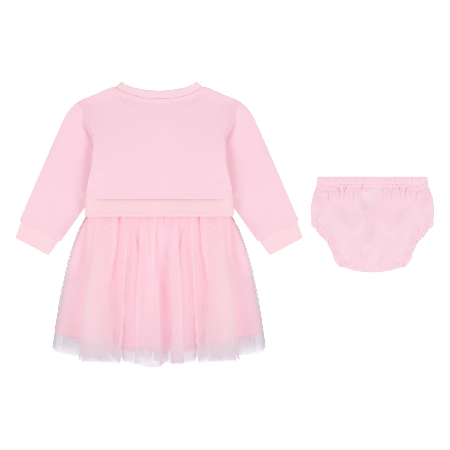 Baby Girls Pink Logo Tulle Dress Set, 1, hi-res