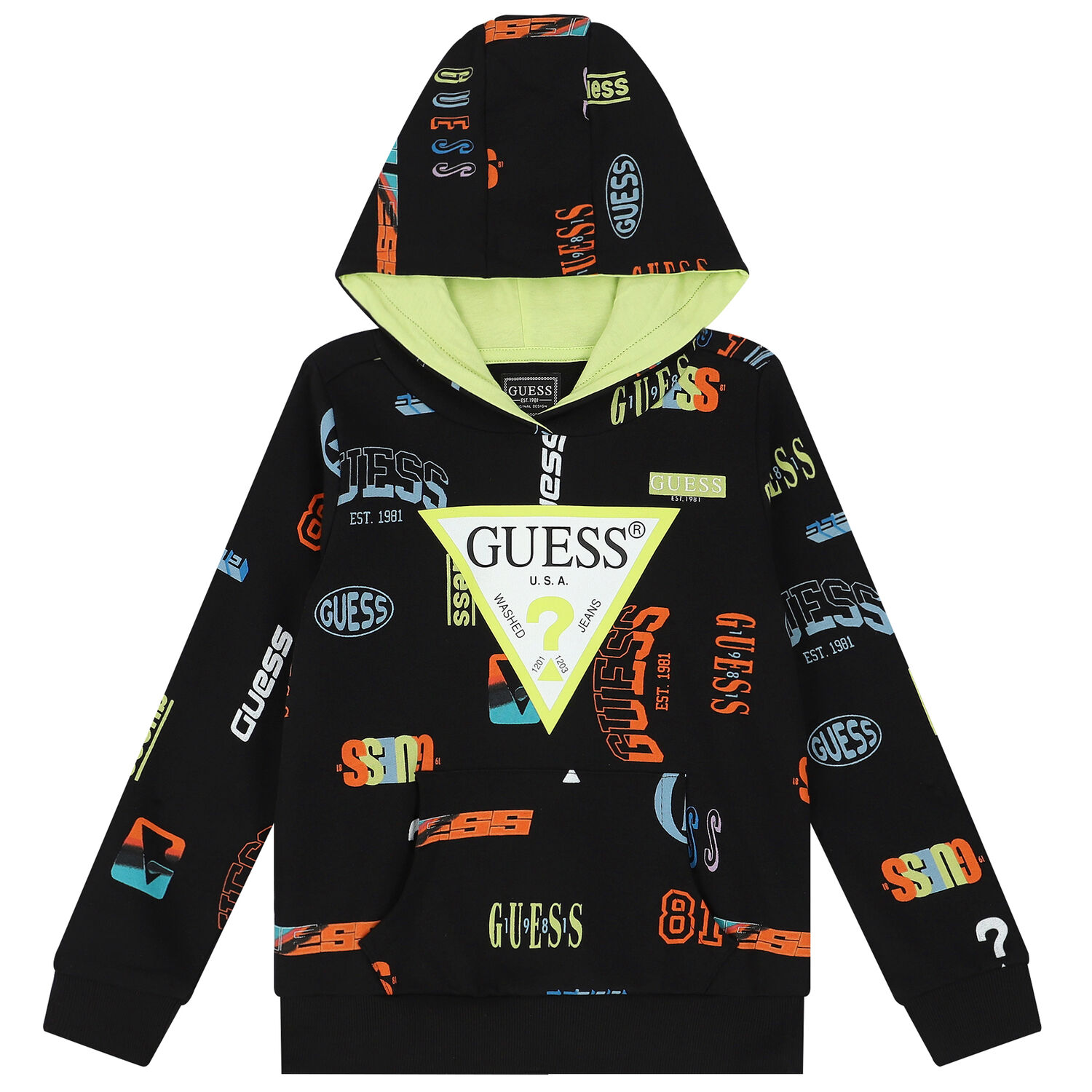 توب هودى أولاد بالشعار باللون الاسود, 1, hi-res