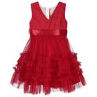 Girls Red Ruffle Tulle Dress, 1, hi-res