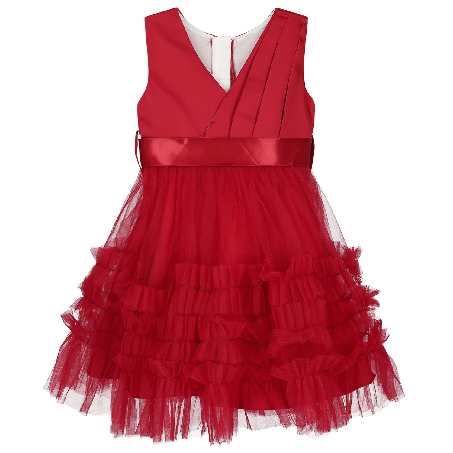 Girls Red Ruffle Tulle Dress, 1, hi-res image number null