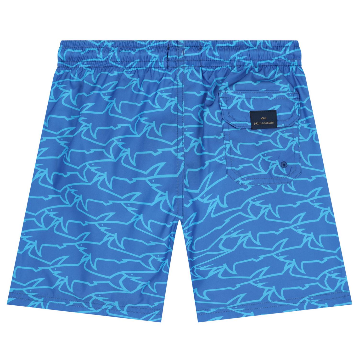 Boys Blue Shark Swim Shorts, 2, hi-res