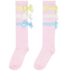 Girls Pink Bow Socks, 1, hi-res