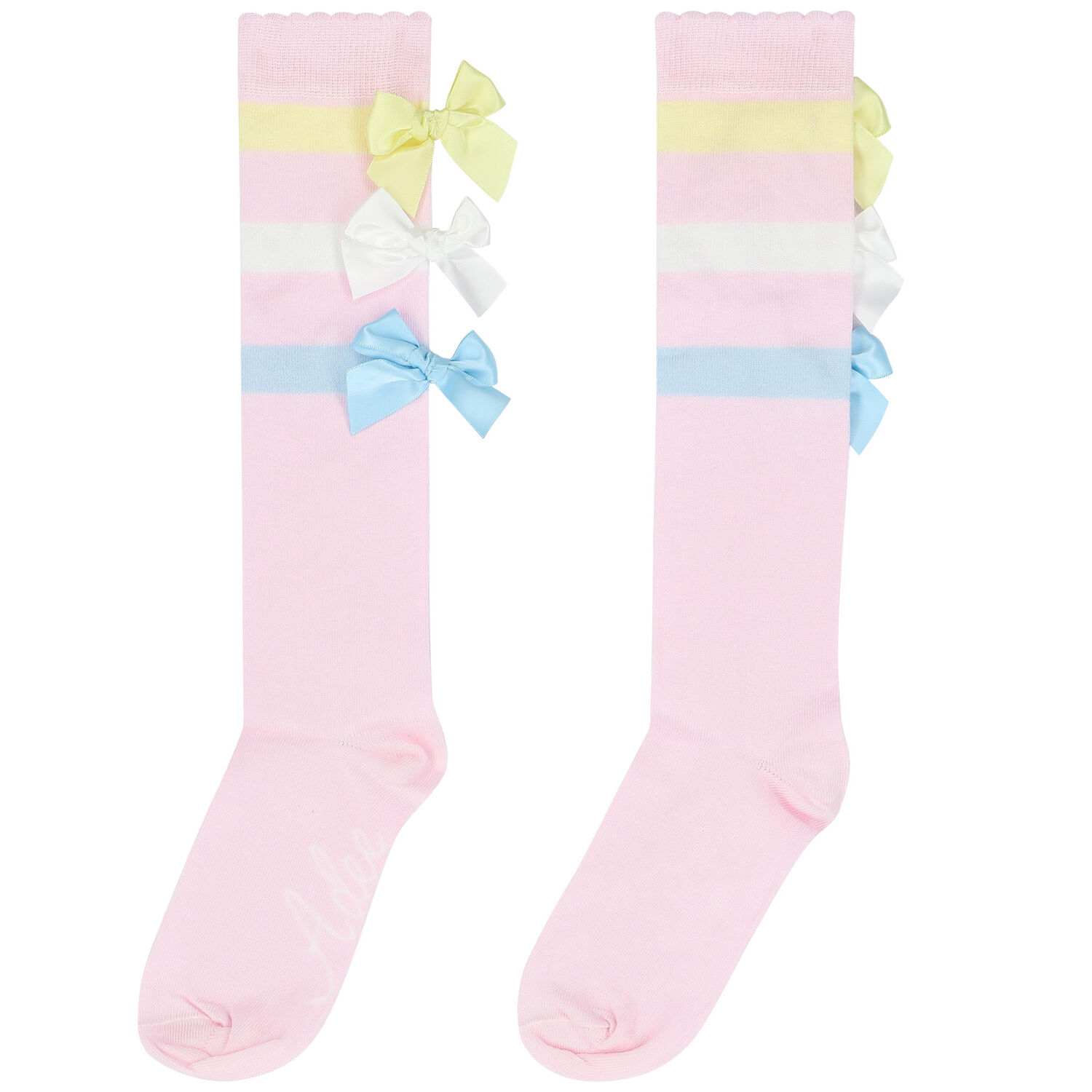 Girls Pink Bow Socks, 1, hi-res