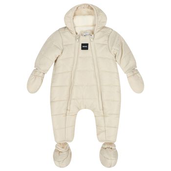 Baby Boys Beige Padded Snowsuit