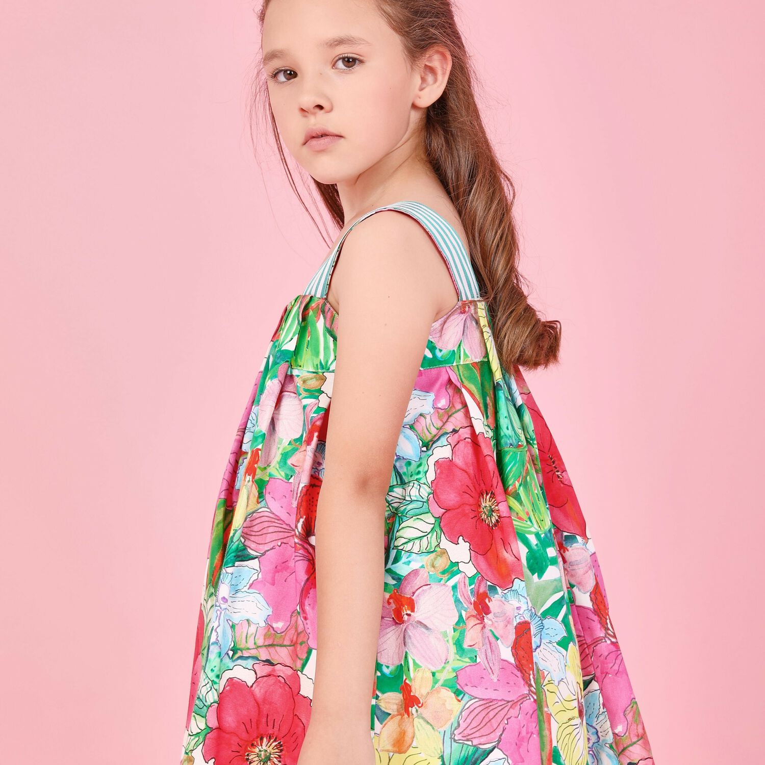 Girls Multicolor Floral Dress, 1, hi-res