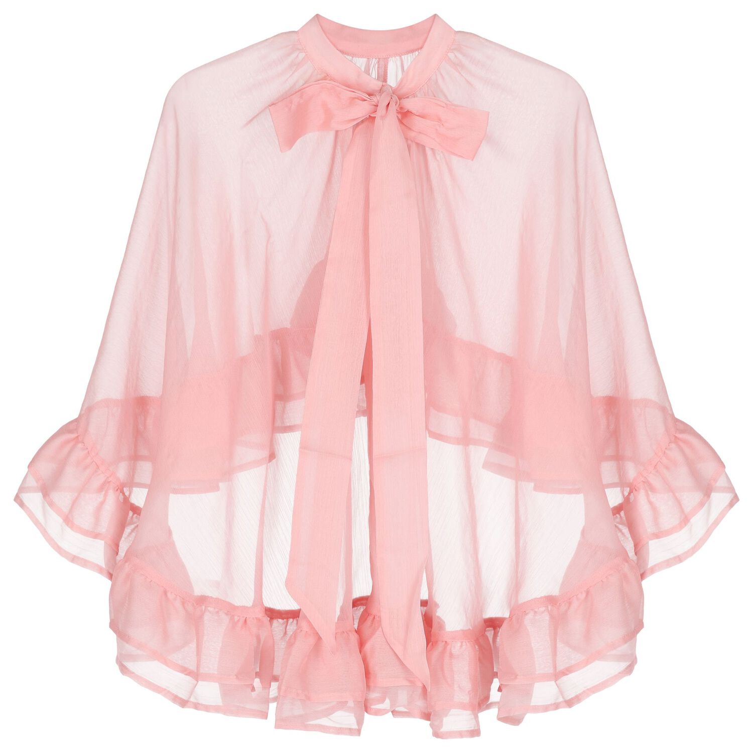 Girls Pink Chiffon Cape Dress Set, 1, hi-res image number null