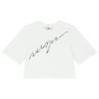 Girls White Logo T-Shirt, 1, hi-res