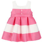 Younger Girls Pink Striped Dress, 1, hi-res